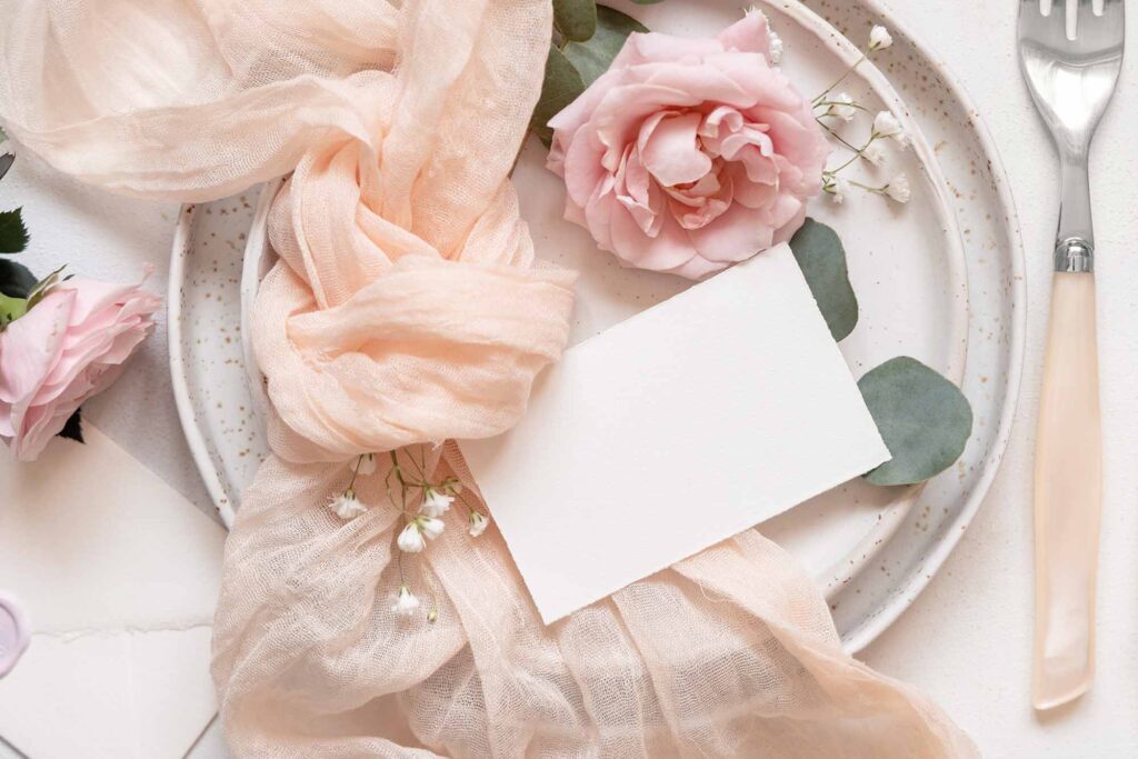 how to plan a baby shower - card on plate